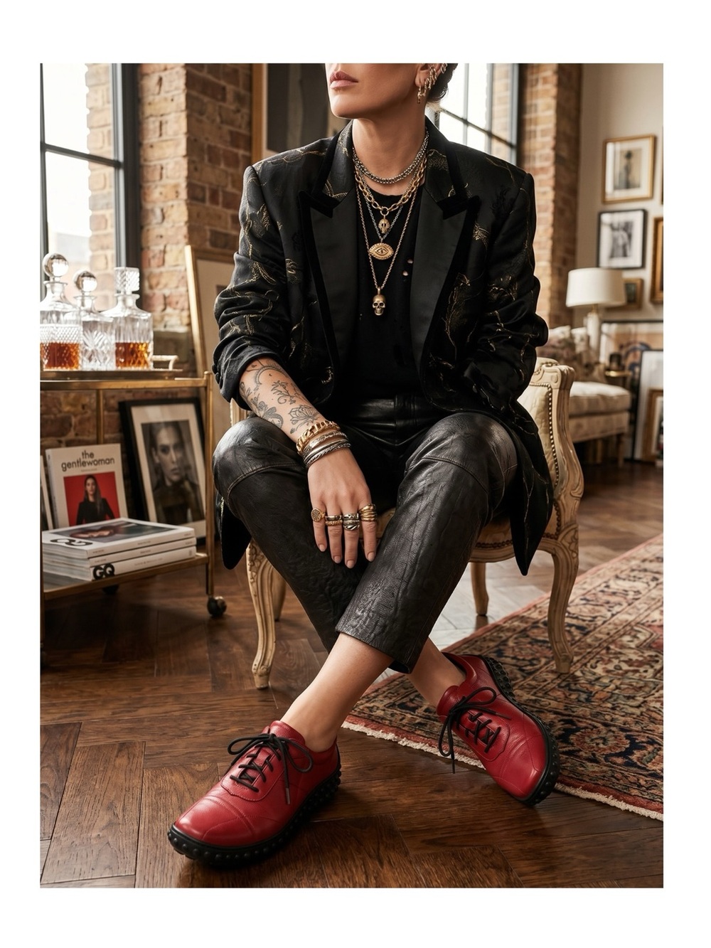 Jacques Cohen 𖦹 Hipster Chic Quilted Leather Sneakers 𖦹 Fire Engine Red 𖦹 8M 𖦹